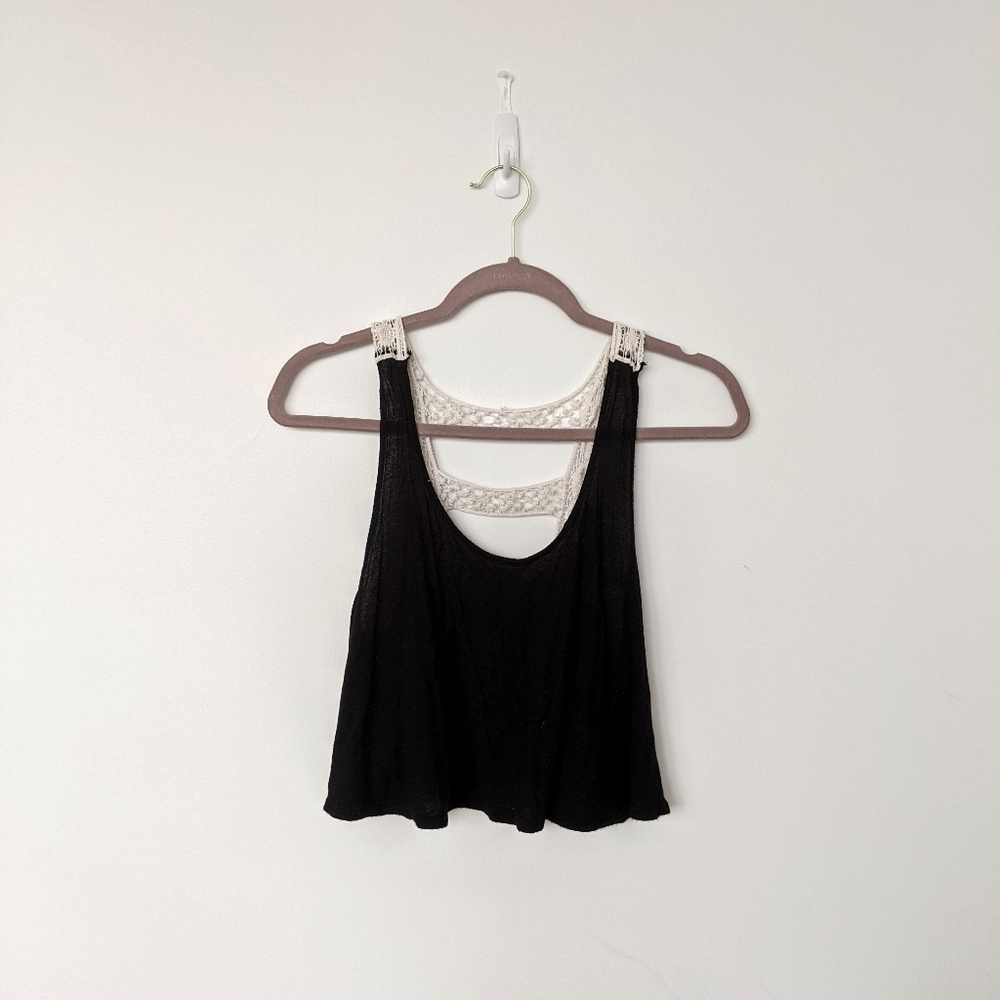 Embroidered Black Crop Top